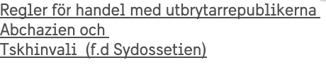 Regler för handel med utbrytarrepublikerna